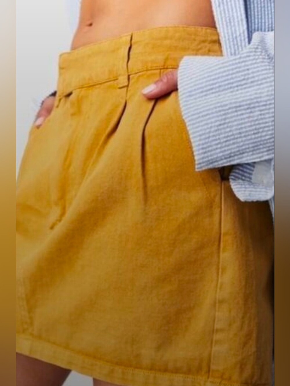 Free People Mustard Yellow Mini Skirt